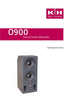 O900 Passive Studio Subwoofer  Operating Instructions