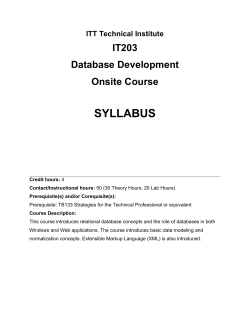 SYLLABUS IT203 Database Development Onsite Course