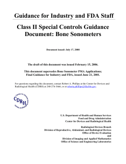 Guidance for Industry and FDA Staff Class II Special Controls Guidance