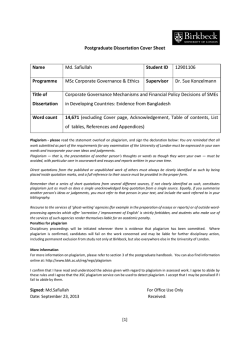Postgraduate Dissertation Cover Sheet Name Student ID Programme