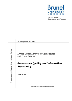 Governance Quality and Information Asymmetry Ahmed Elbadry, Dimitrios Gounopoulos