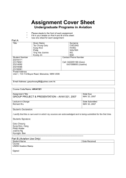 Assignment Cover Sheet Undergraduate Programs in Aviation