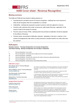 IASB Cover sheet - Revenue Recognition  September 2012 Meeting summary