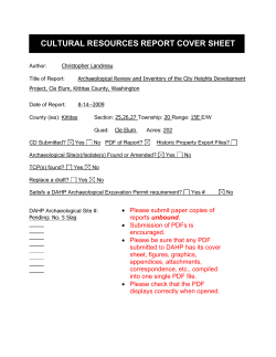 CULTURAL RESOURCES REPORT COVER SHEET