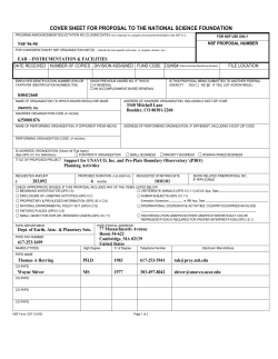 COVER SHEET FOR PROPOSAL TO THE NATIONAL SCIENCE FOUNDATION NSF 96-50