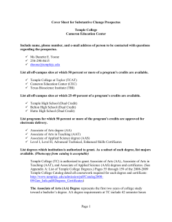 Cover Sheet for Substantive Change Prospectus Temple College Cameron Education Center