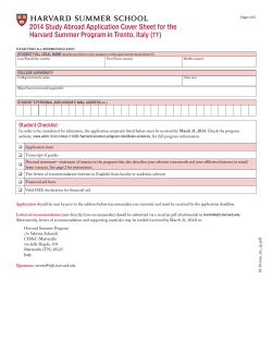 2014 Study Abroad Application Cover Sheet for the ) TT