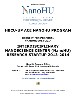 anoHU HBCU-UP ACE NANOHU PROGRAM INTERDISCIPLINARY NANOSCIENCE CENTER (NanoHU)