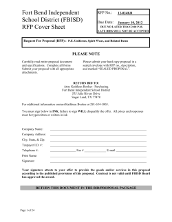Fort Bend Independent School District (FBISD) RFP Cover Sheet