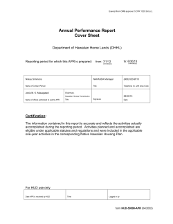 Annual Performance Report Cover Sheet  Department of Hawaiian Home Lands (DHHL)