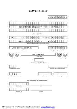 COVER SHEET G L O B A L I N C .