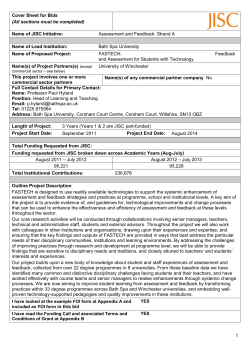 Assessment and Feedback: Strand A Bath Spa University Cover Sheet for Bids