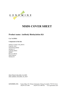 MSDS COVER SHEET  Product name: Antibody Biotinylation Kit