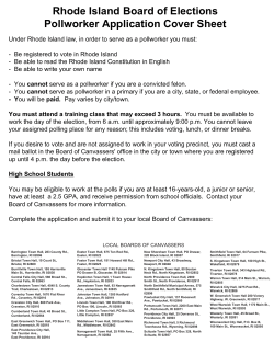 Rhode Island Board of Elections Pollworker Application Cover Sheet