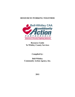 RESOURCES WORKING TOGETHER  Resource Guide To Whitley County Services