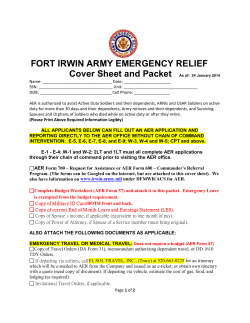FORT IRWIN ARMY EMERGENCY RELIEF Cover Sheet and Packet