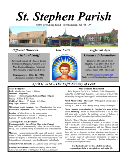 St. Stephen Parish Pastoral Staff Contact Information One Faith&hellip;