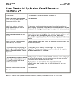 Cover Sheet – Job Application, Visual Résumé and Traditional CV