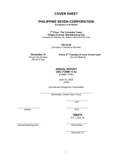 COVER SHEET PHILIPPINE SEVEN CORPORATION December 31