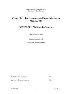 Cover Sheet for Examination Paper to be sat in March 2007