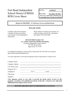 Fort Bend Independent School District (FBISD) RFB Cover Sheet