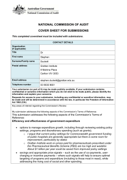 NATIONAL COMMISSION OF AUDIT COVER SHEET FOR SUBMISSIONS Dr