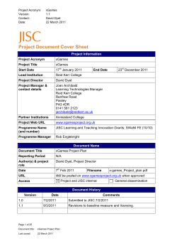 Project Document Cover Sheet