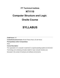 SYLLABUS NT1110 Computer Structure and Logic Onsite Course