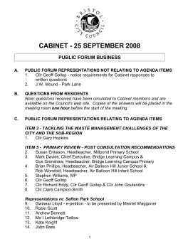 CABINET - 25 SEPTEMBER 2008 PUBLIC FORUM BUSINESS