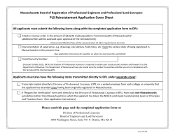 PLS Reinstatement Application Cover Sheet