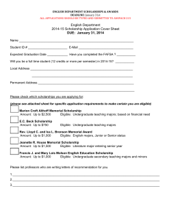 English Department 2014-15 Scholarship Application Cover Sheet  DUE:  January 31, 2014