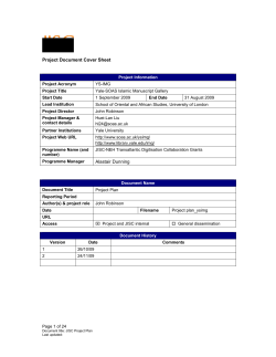 Project Document Cover Sheet