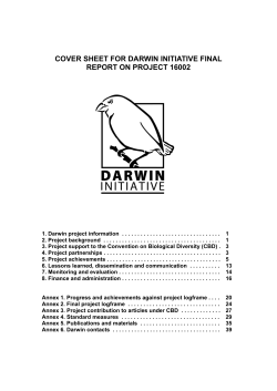 COVER SHEET FOR DARWIN INITIATIVE FINAL REPORT ON PROJECT 16002