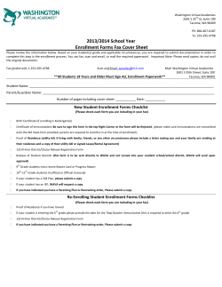 2013/2014 School Year Enrollment Forms Fax Cover Sheet