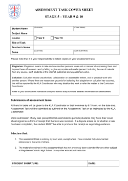 ASSESSMENT TASK COVER SHEET STAGE 5 – YEAR 9 &amp; 10  ☐