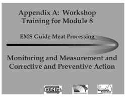 Appendix A:  Workshop Training for Module 8 Monitoring and Measurement and