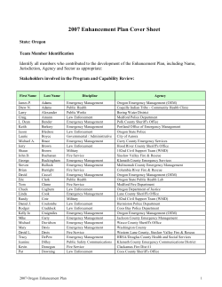 2007 Enhancement Plan Cover Sheet