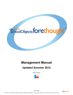 Management Manual Updated Summer 2012 Texas Version