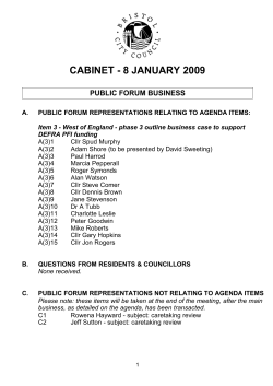 CABINET - 8 JANUARY 2009 PUBLIC FORUM BUSINESS