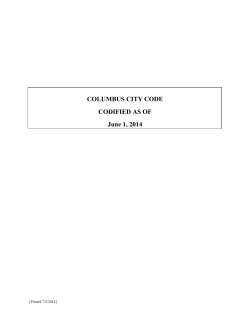 COLUMBUS CITY CODE CODIFIED AS OF June 1, 2014