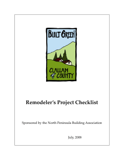 Remodeler’s Project Checklist  Sponsored by the North Peninsula Building Association July, 2008