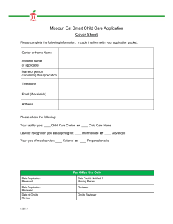 Missouri Eat Smart Child Care Application Cover Sheet