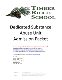 Dedicated Substance Abuse Unit Admission Packet