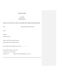 Rhode Island College Cover Sheet Portfolio Summary