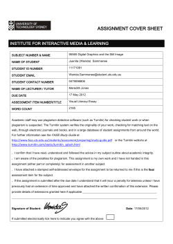 ASSIGNMENT COVER SHEET INSTITUTE FOR INTERACTIVE MEDIA &amp; LEARNING