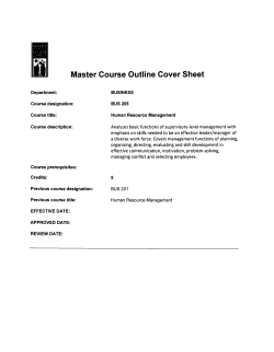 Master Course Outline Cover Sheet