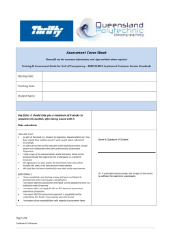 Assessment Cover Sheet