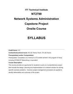 SYLLABUS NT2799 Network Systems Administration Capstone Project