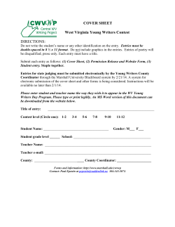 COVER SHEET West Virginia Young Writers Contest  DIRECTIONS: