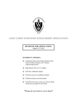 GARY FAREY ENDOWED SCHOLARSHIP APPLICATION  DEADLINE FOR APPLICATION: March 12, 2014